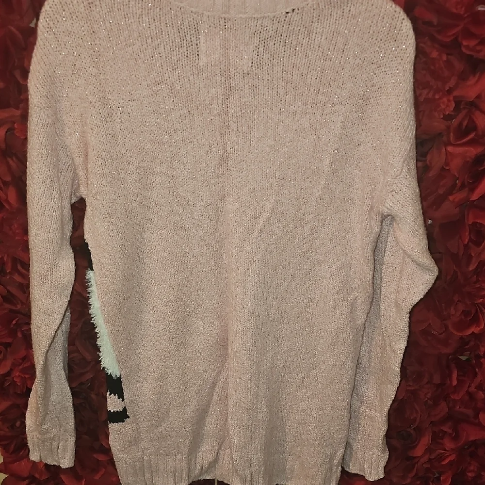 Justice Girls Pink Glitter Sweater with Cat Besties Design Size 14 LIKE NEW